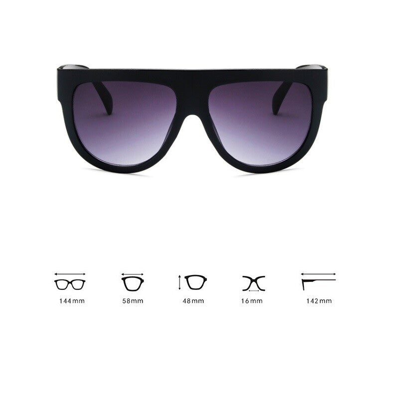 Oversized Black Womens Ladies Sunglasses Flat Top Shield Luxury Shadow