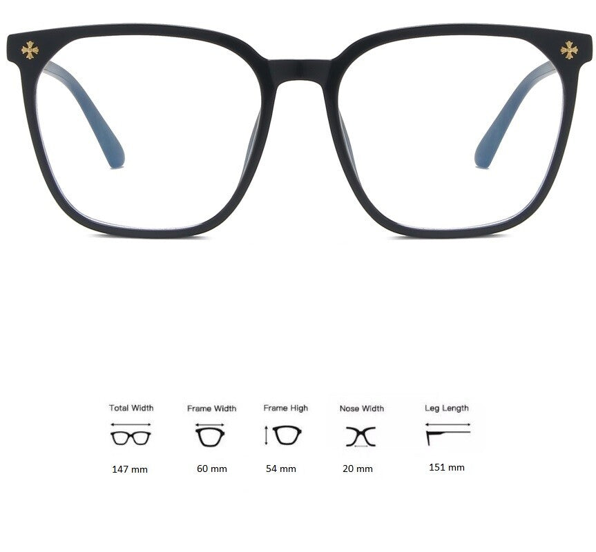 Large Square Frame Blue Light Blocking Clear Lens Nerd Geek Glasses Womens/Mens