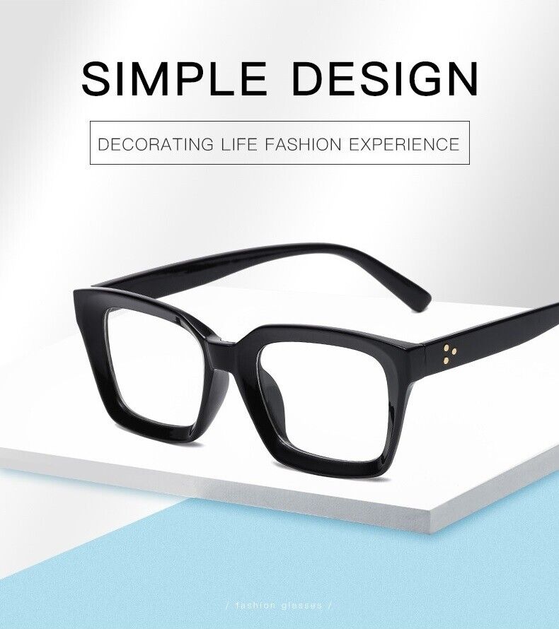 Mens Womens Retro Clear Lens Glasses Frame Hot Fashion Square Eyewear Unisex UK