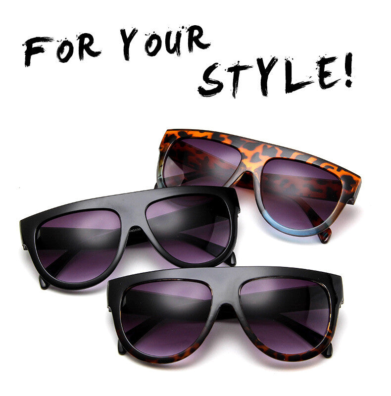 Oversized Black Womens Ladies Sunglasses Flat Top Shield Luxury Shadow