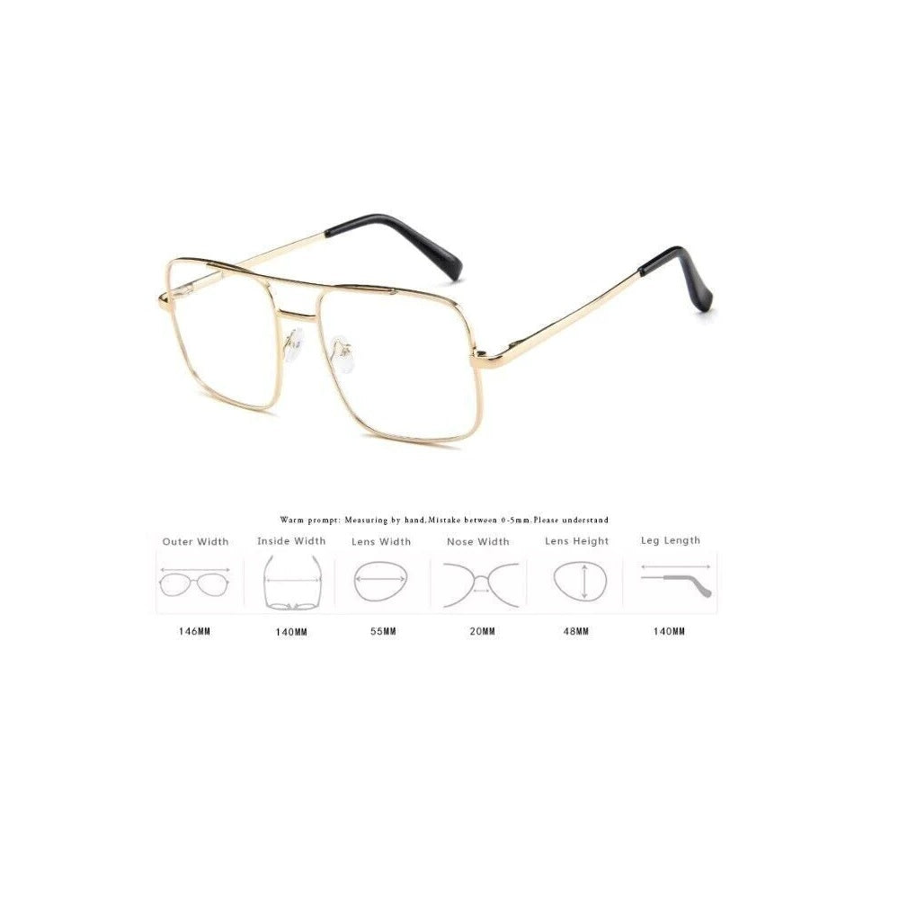 Aviation Metal Frame Glasses Classic Eyeglasses Transparent Clear Lens
