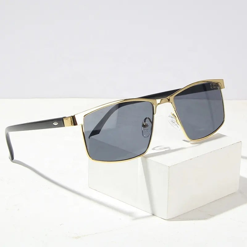 Classic Rectangle Style Metal Frame Sunglasses for Men Women