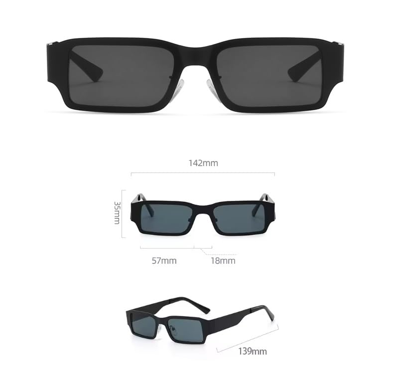 TECH-LINE-DIRECT FASHION ACCESSORIES Small Square Metal Sunglasses Unisex Retro Glasses Trend Vintage Eyewear Wide Frame Sunglasses Mens/Womens