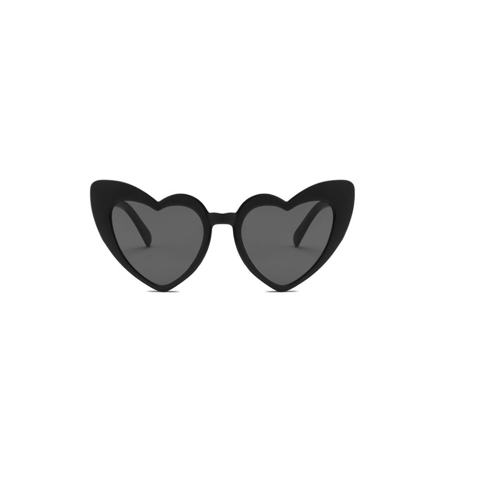 Black Retro Love Heart Shape Sunglasses Oversized Cat Eye Girls