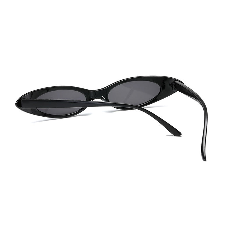 Small Slim Narrow Cat Eye Thin Lightweight Oval Womens/Mens Sunglasses 90's Retro Flat Lens UV400