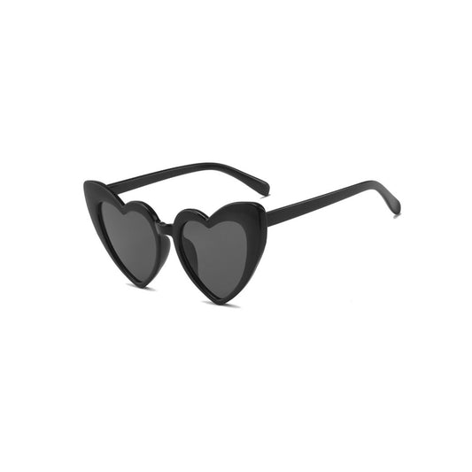 Black Retro Love Heart Shape Sunglasses Oversized Cat Eye Girls
