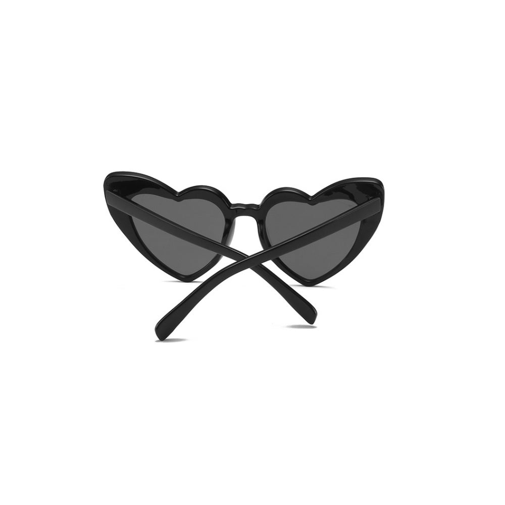 Black Retro Love Heart Shape Sunglasses Oversized Cat Eye Girls