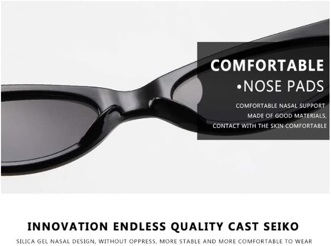 Small Slim Narrow Cat Eye Thin Lightweight Oval Womens/Mens Sunglasses 90's Retro Flat Lens UV400