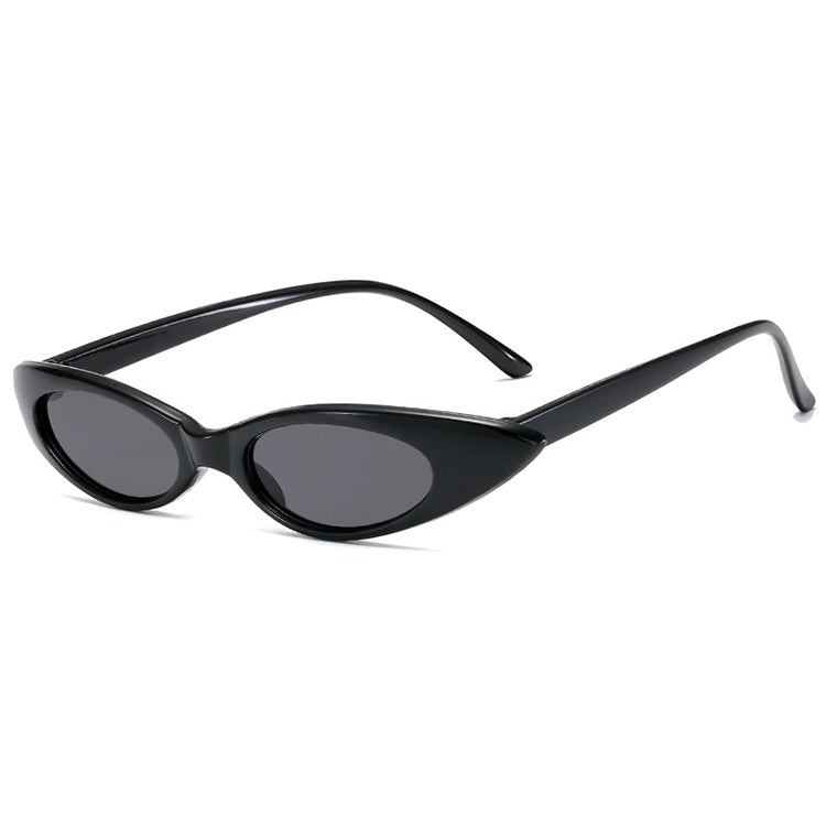 Small Slim Narrow Cat Eye Thin Lightweight Oval Womens/Mens Sunglasses 90's Retro Flat Lens UV400