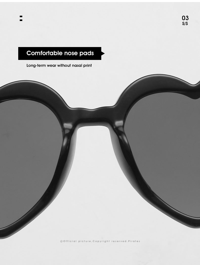 Black Retro Love Heart Shape Sunglasses Oversized Cat Eye Girls