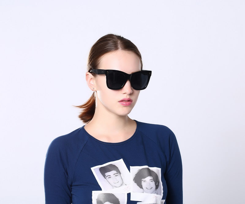 OVERSIZED SQUARE CAT EYE BLACK WOMEN SUNGLASSES 400 UV UK