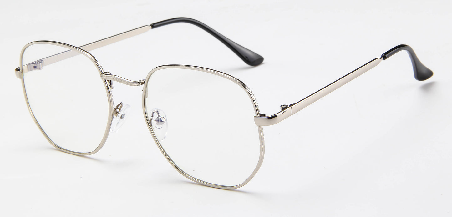 Metal Light Eyewear Oval Glasses PC Oversized Flat Glasses Womens/Mens