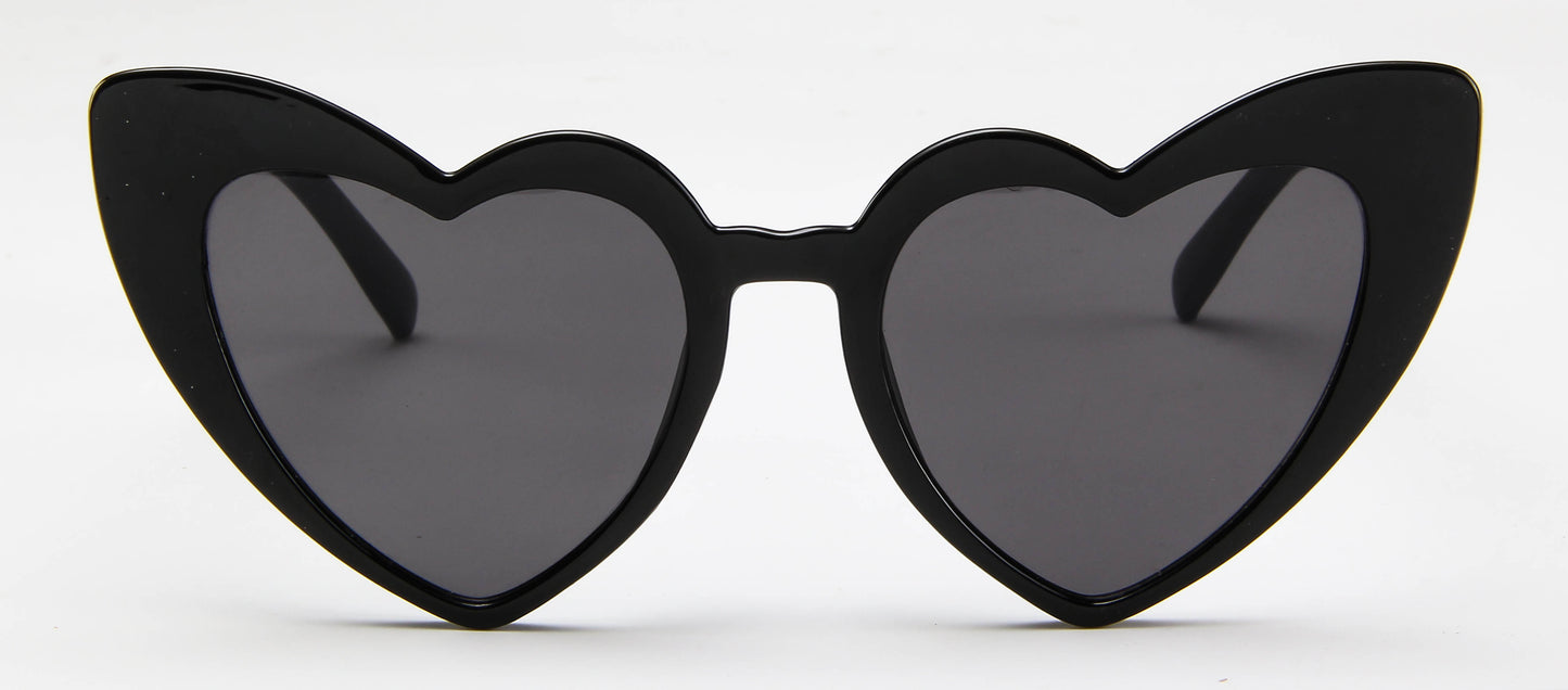 Black Retro Love Heart Shape Sunglasses Oversized Cat Eye Girls