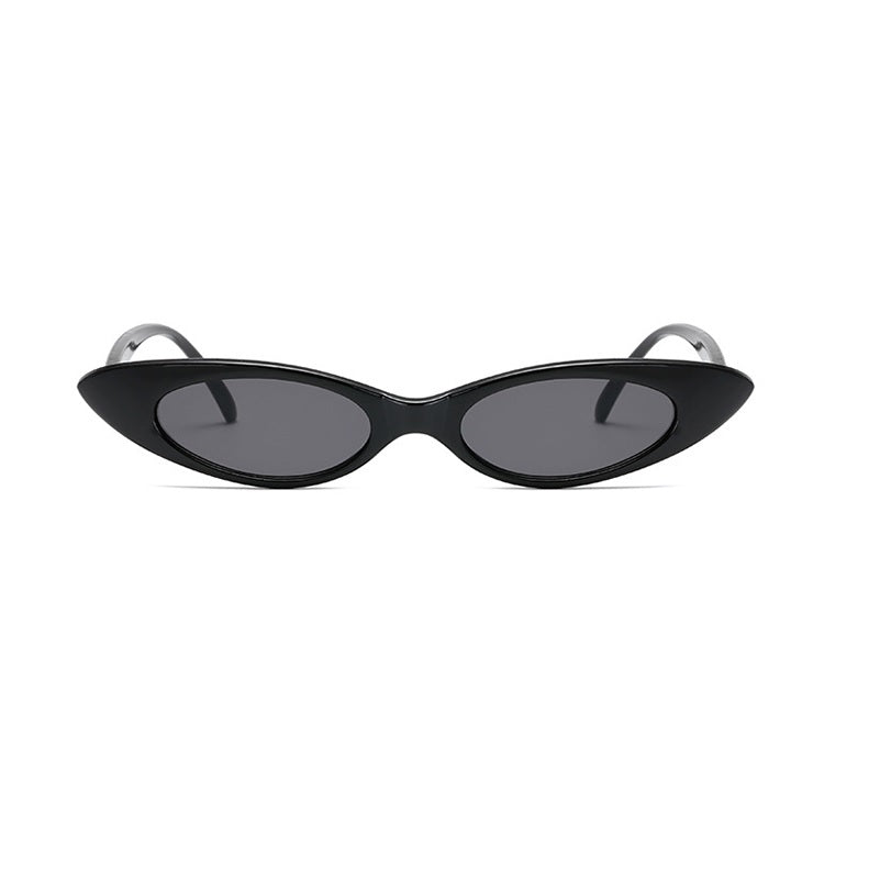 Small Slim Narrow Cat Eye Thin Lightweight Oval Womens/Mens Sunglasses 90's Retro Flat Lens UV400
