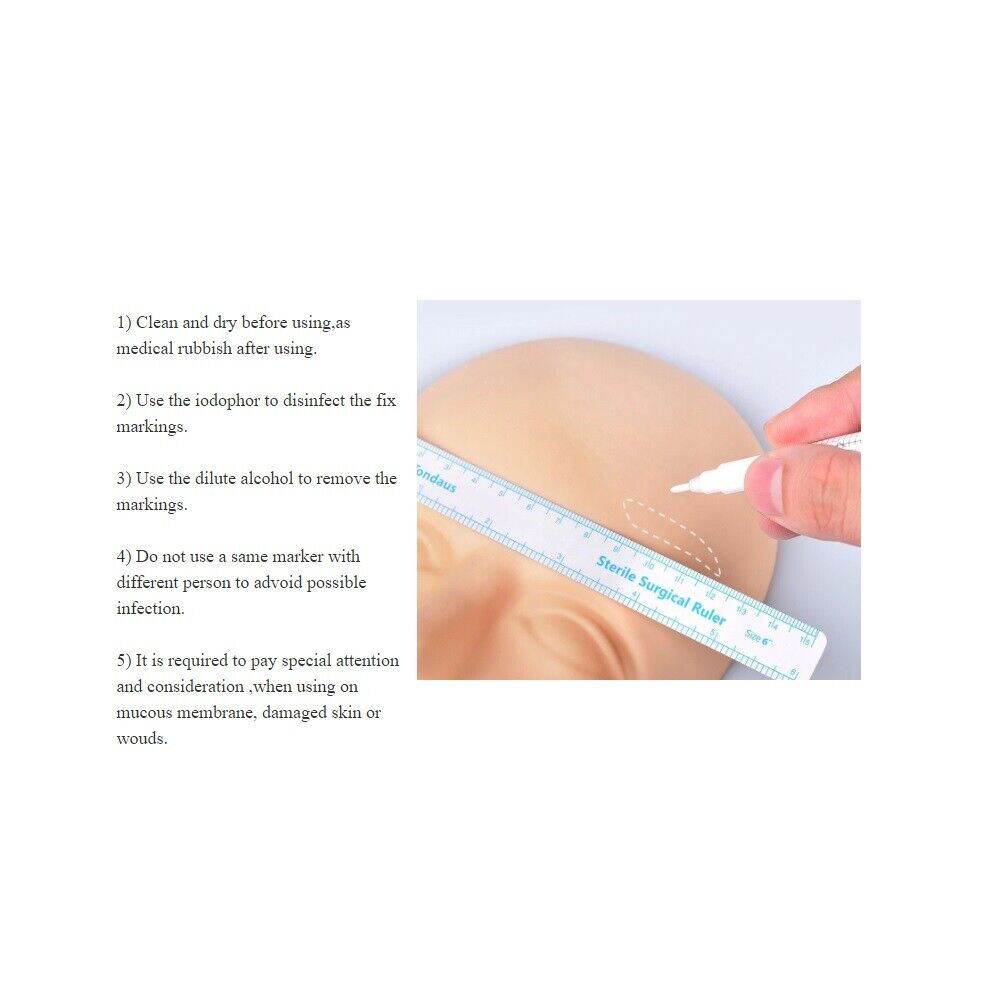 Microblading White Eyebrow Tattoo Skin Marker Pen With Measuring Ruler