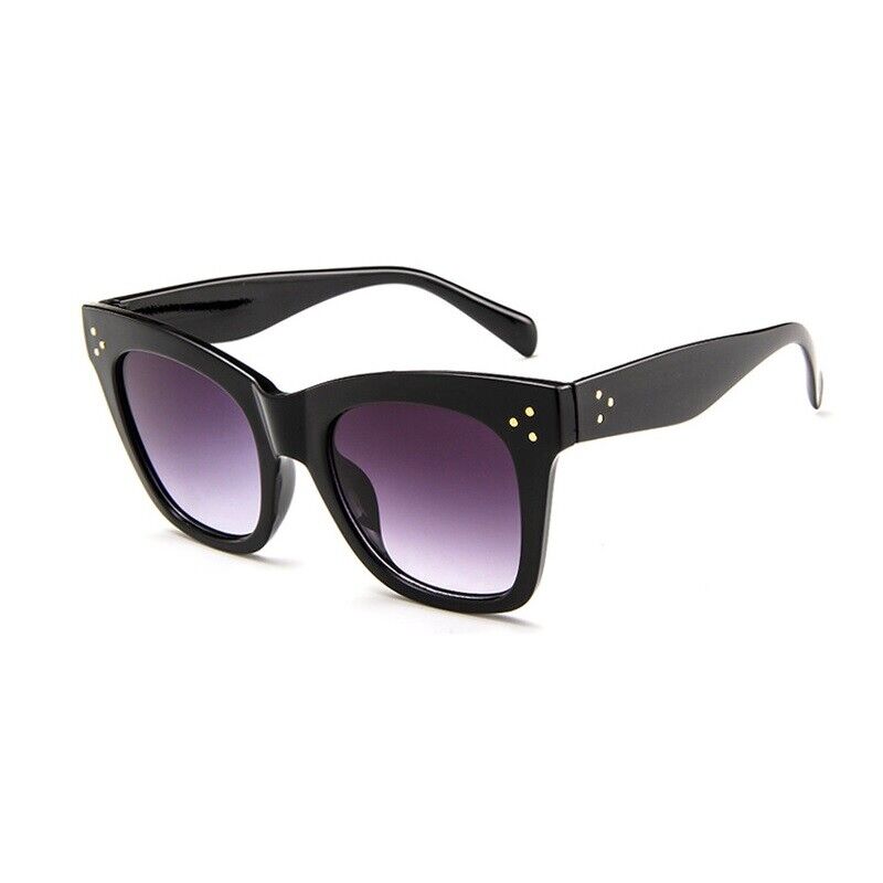 OVERSIZED SQUARE CAT EYE BLACK WOMEN SUNGLASSES 400 UV UK
