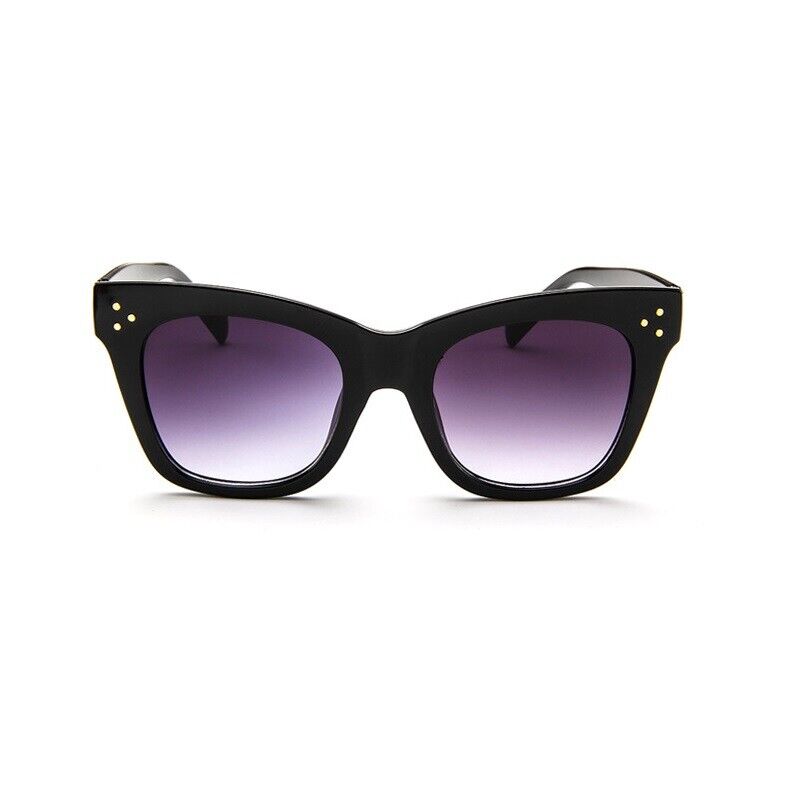 OVERSIZED SQUARE CAT EYE BLACK WOMEN SUNGLASSES 400 UV UK
