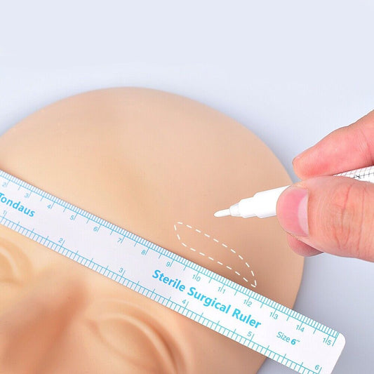 Microblading White Eyebrow Tattoo Skin Marker Pen With Measuring Ruler