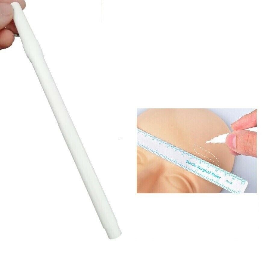 Microblading White Eyebrow Tattoo Skin Marker Pen With Measuring Ruler