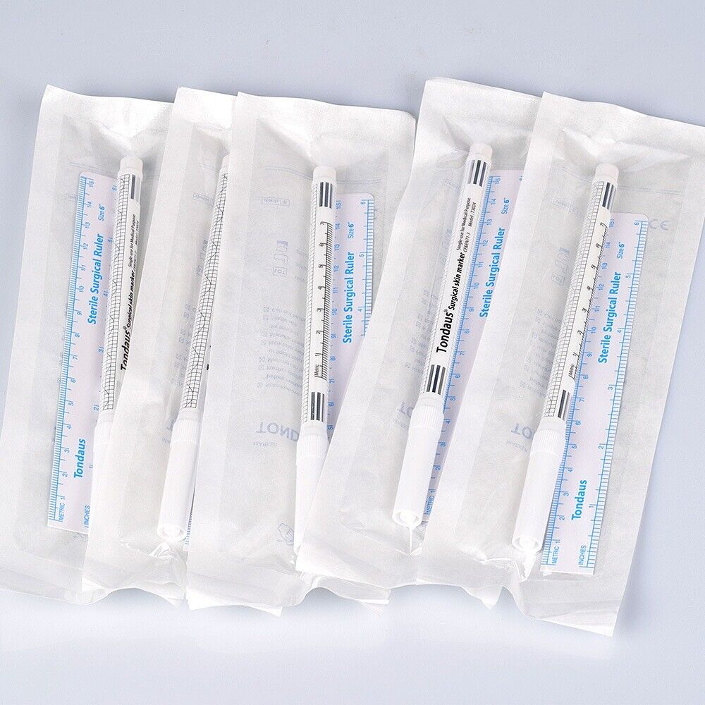 Microblading White Eyebrow Tattoo Skin Marker Pen With Measuring Ruler