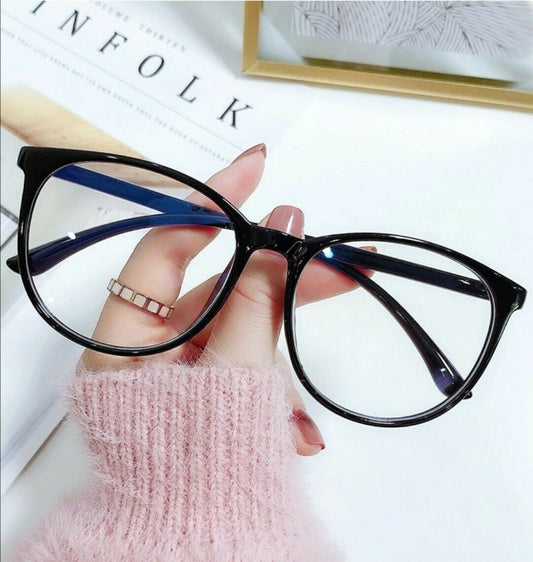 Crystal Plain Glass Light Round Transparent Glasses Frame For Men/Women