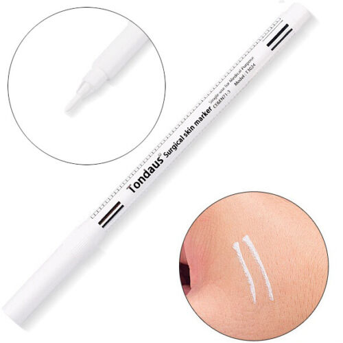 Microblading White Eyebrow Tattoo Skin Marker Pen With Measuring Ruler