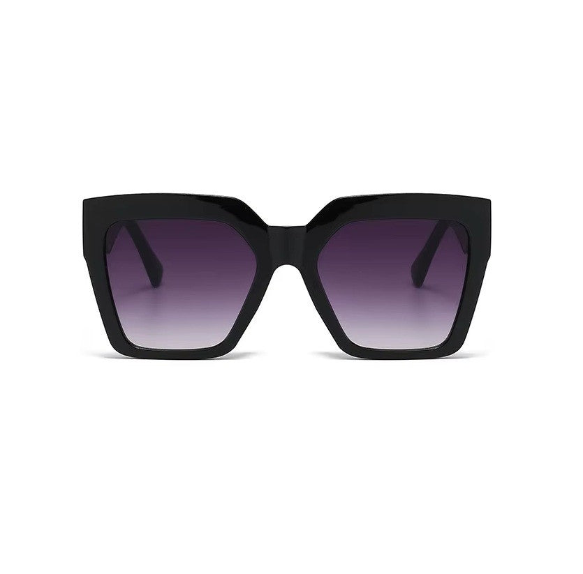 Women's Oversized Square Sunglasses Black UV400 Luxury Gold Temple Fashion Shade