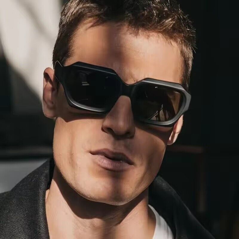 Simple Thick Frame Sunglasses Woman Polygon Euro-American Style Eyewear Glasses