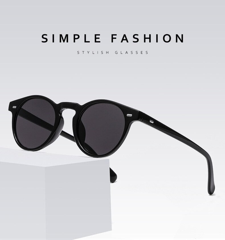 Unisex Round Lens Sunglasses Circle Glasses Oval Classic Ladies Black