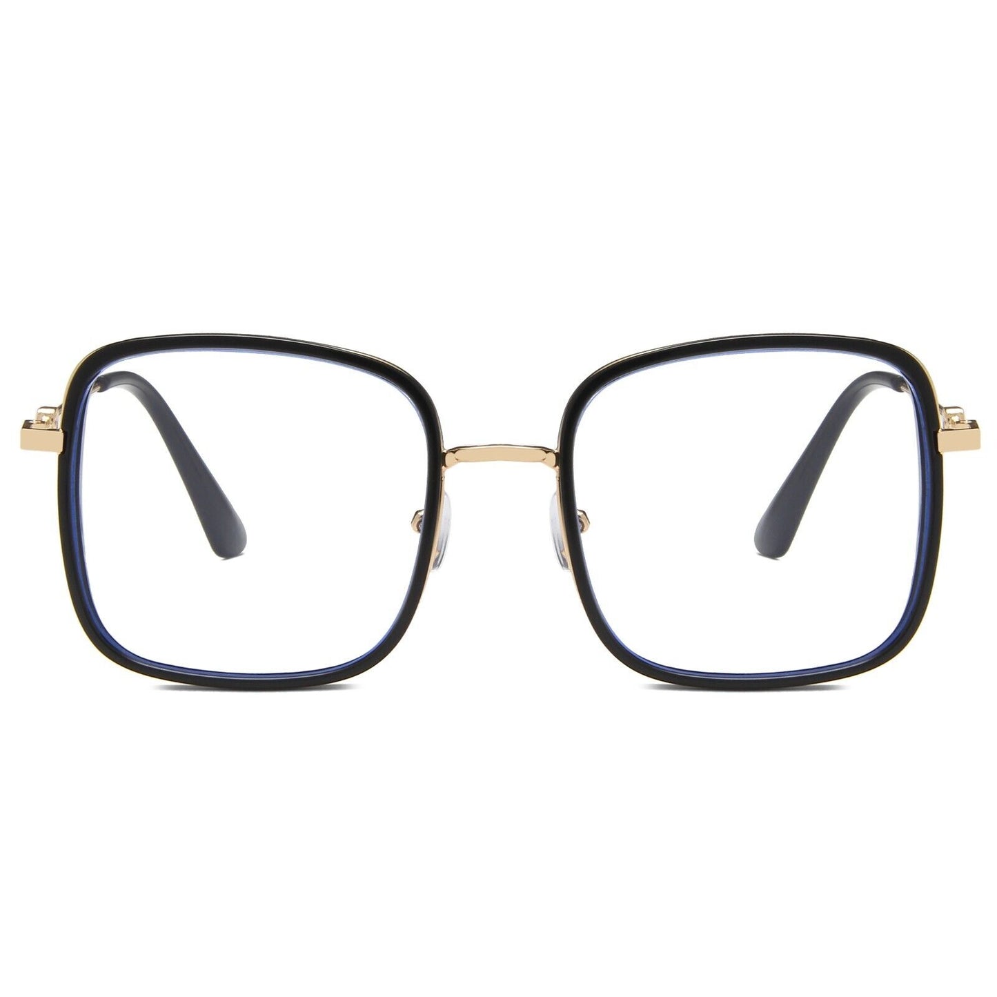 Oversized Square Metal Frame Eyeglasses - Retro Fashion Eyewear for Men & Women