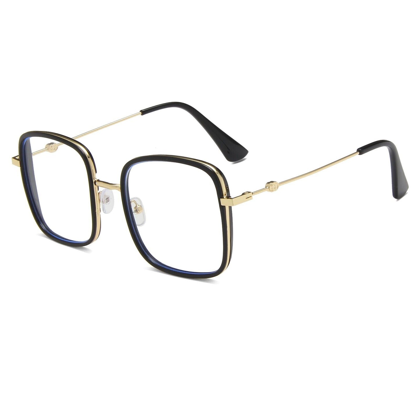 Oversized Square Metal Frame Eyeglasses - Retro Fashion Eyewear for Men & Women