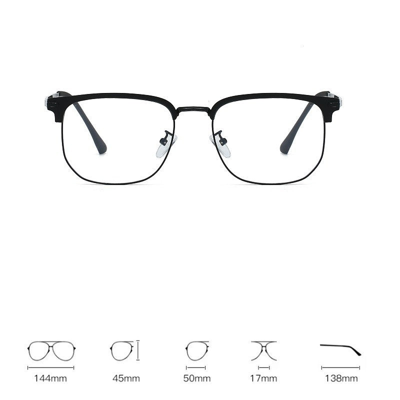 Unisex Classic Metal Square Glasses Anti Blue Light Lenses for Screen Protection