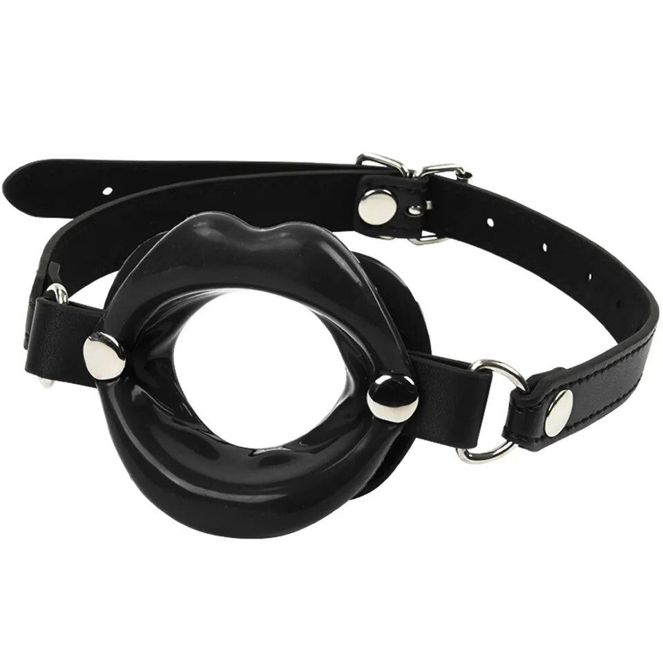 Open Mouth Gag Lips Silicone Sissy Bimbo Lip with Strap O-Ring Ball Restraints