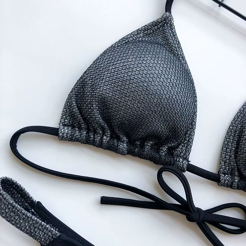 Sexy Shiny Bikini Set Women’s Sparkly Swimwear Metallic Beachwear