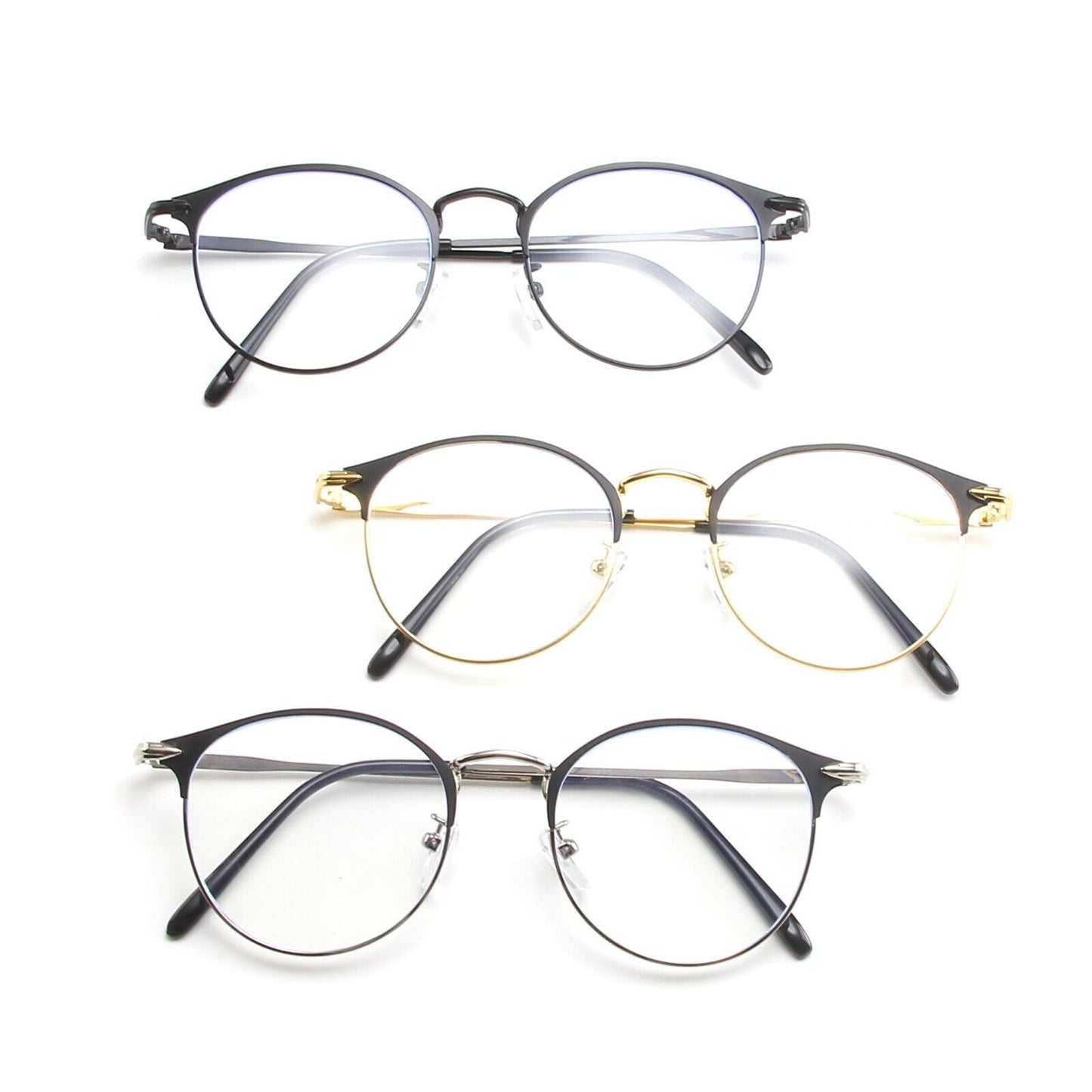 Unisex Round Metal Frame Clear lens Retro Geek Glasses