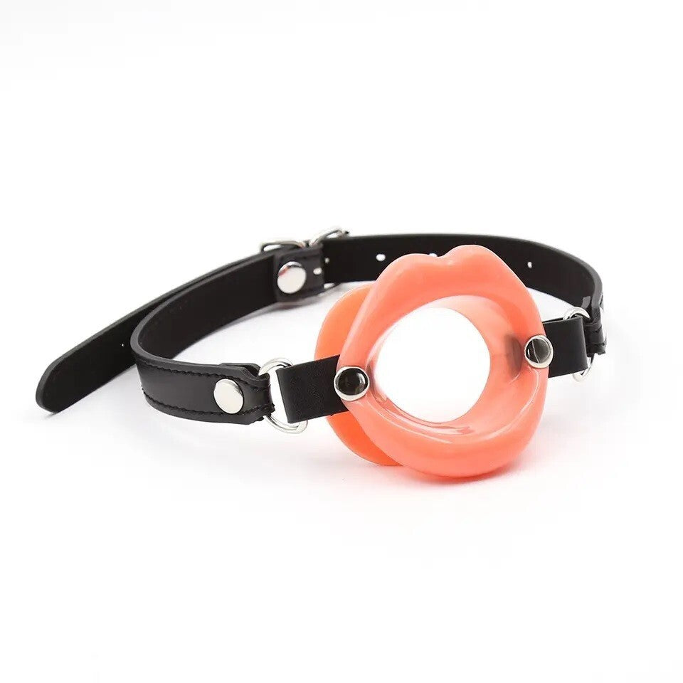 Open Mouth Gag Lips Silicone Sissy Bimbo Lip with Strap O-Ring Ball Restraints