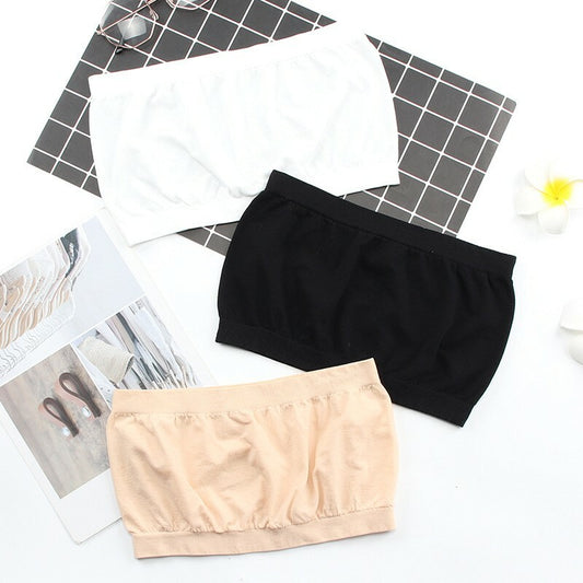 Ladies Plain Printed Boob Tube Strapless Bandeau Elastic Stretch Bra Crop Top