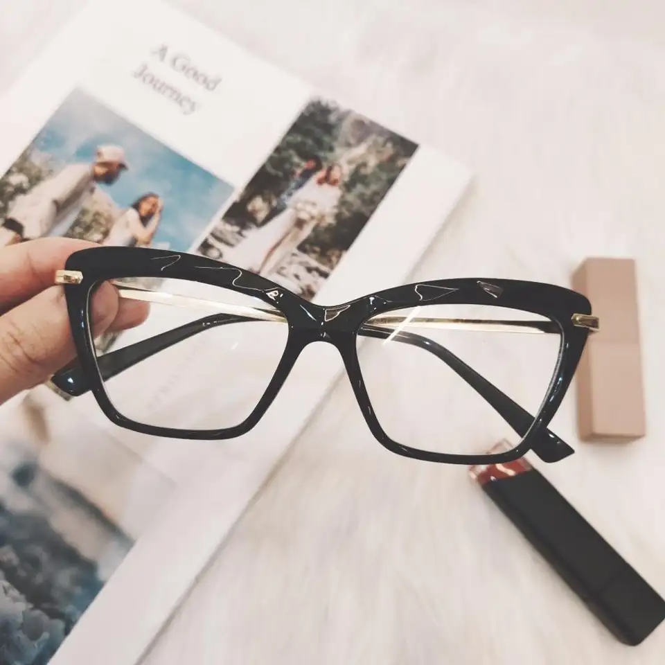 Women Oversized Cat Eye Glasses Anti Blue Light Fashion Eyewear Eyeglasses UK