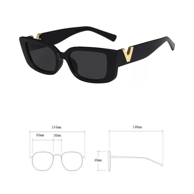 Vintage Sunglasses Frames For Women Rectangle Full Rim Small Wide Square Eyewear