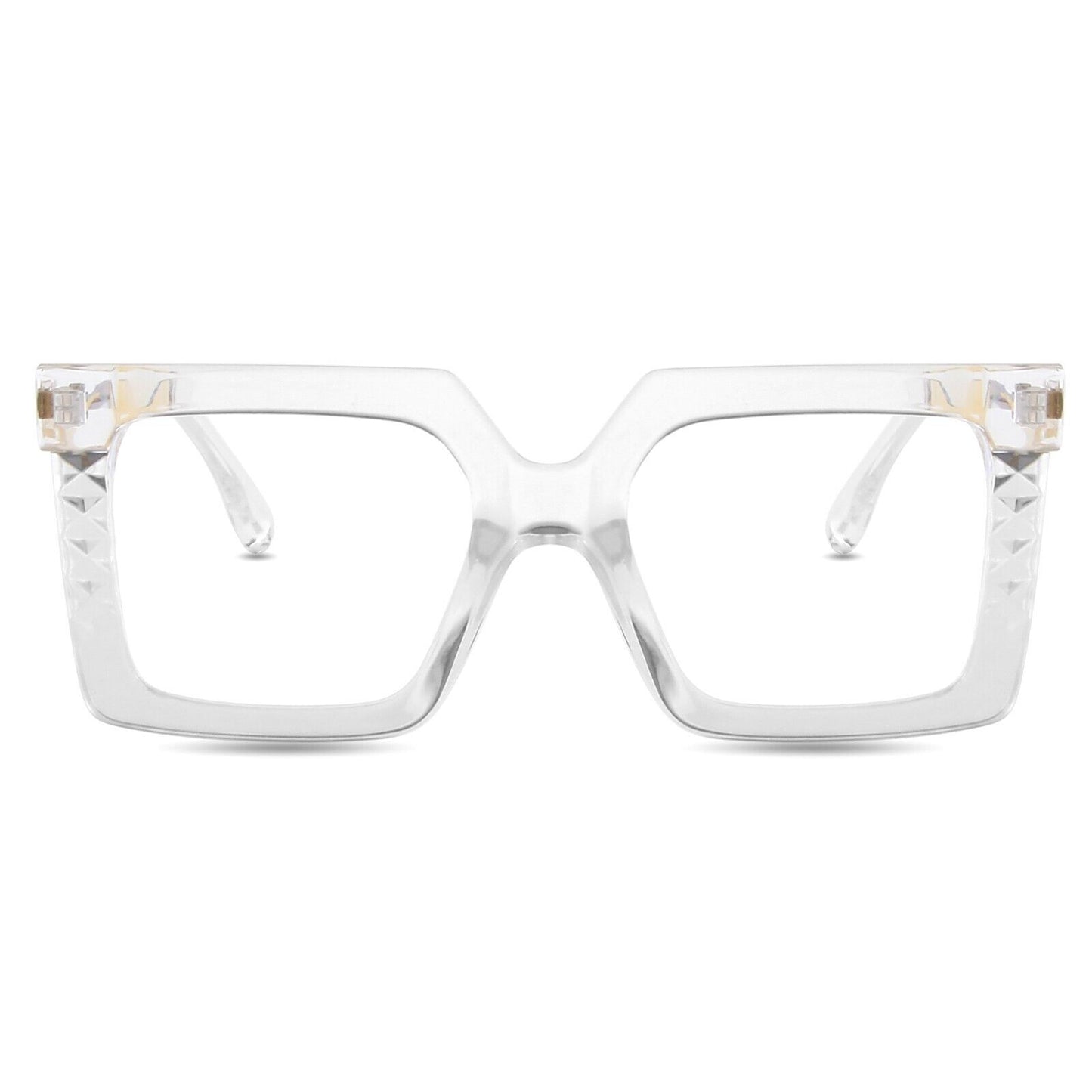 Womens Large Oversized Metal Frame Clear Lens Glasses Retro 80s Fashion