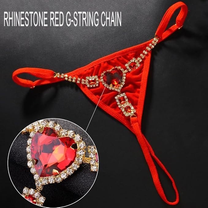 Women’s Crystal Heart G-String Thong – Sexy Lingerie Nightclub Underwear