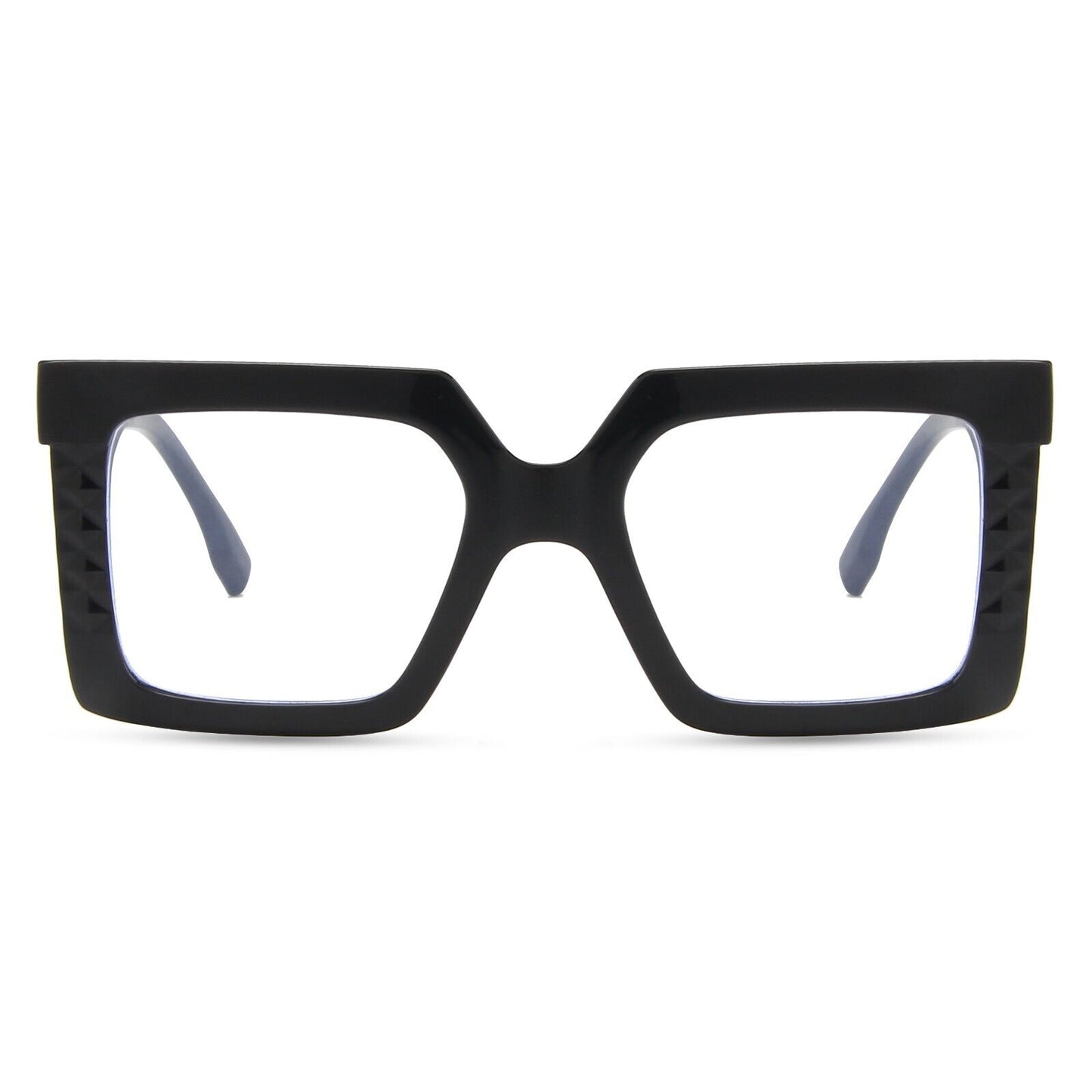Womens Large Oversized Metal Frame Clear Lens Glasses Retro 80s Fashion