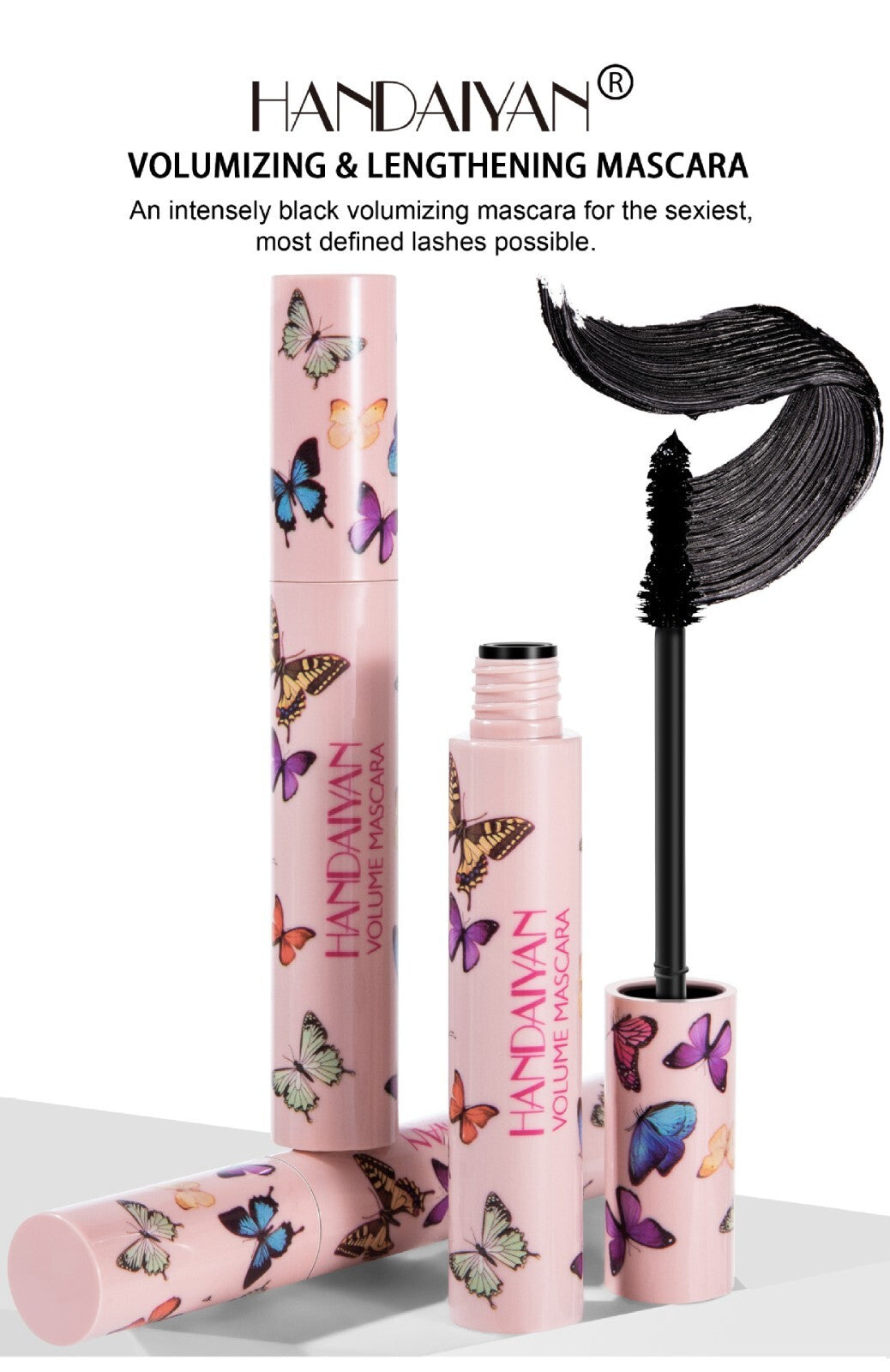 HANDAIYAN Curling Black Mascara Long Lasting Butterfly Brush Luxury Eye Makeup