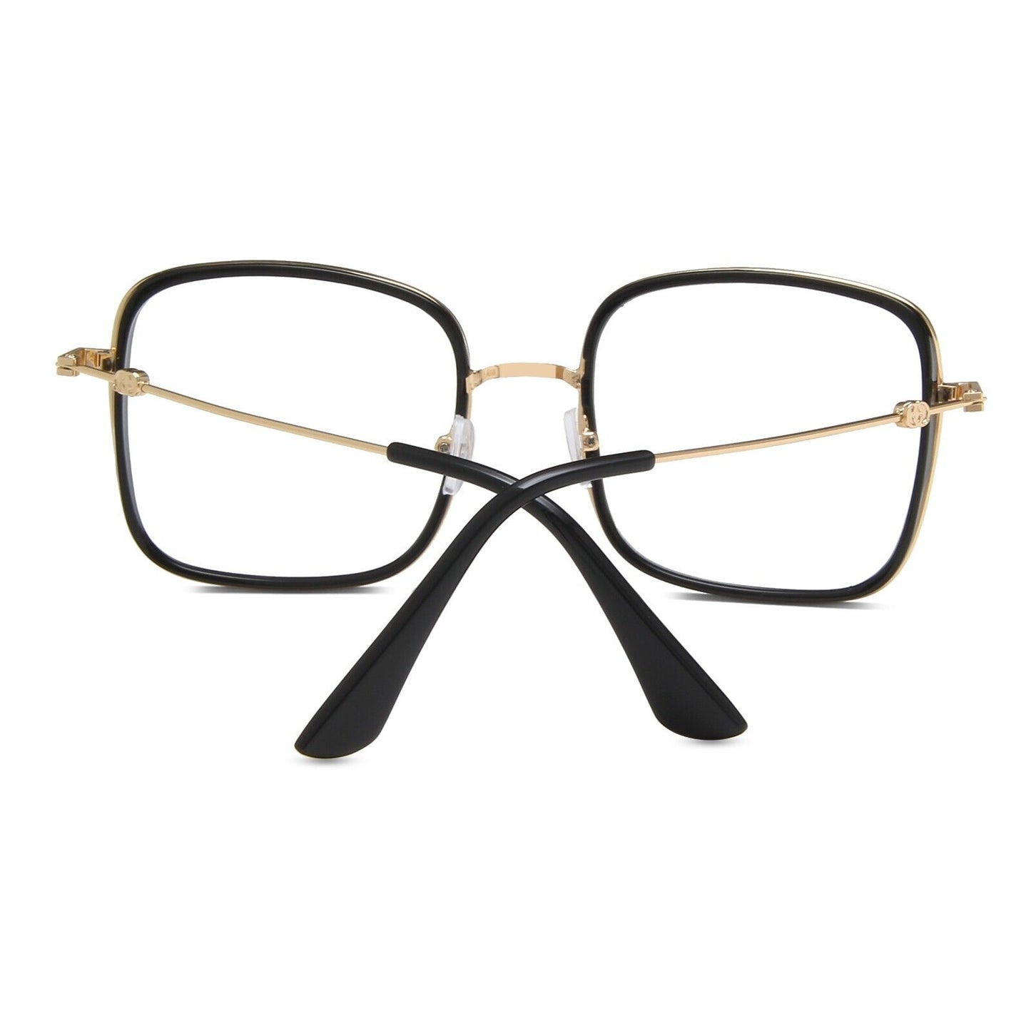 Oversized Square Metal Frame Eyeglasses - Retro Fashion Eyewear for Men & Women