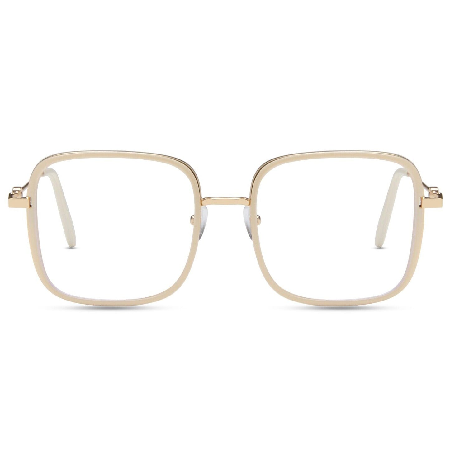 Oversized Square Metal Frame Eyeglasses - Retro Fashion Eyewear for Men & Women
