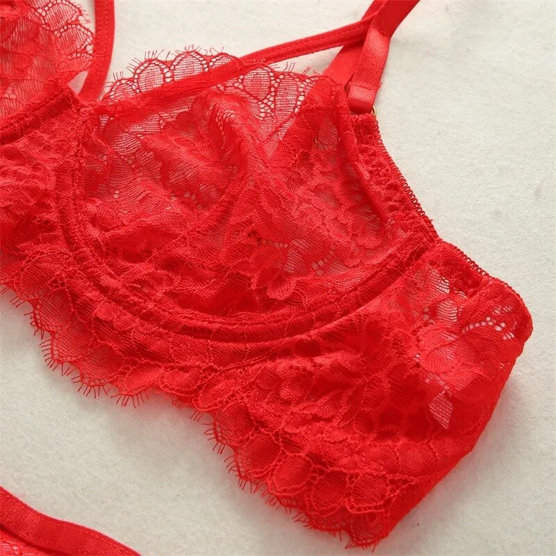 Women Sexy Full Lace Bodysuit Jumpsuit Top Lingerie V Neck Stretch Leotard UK