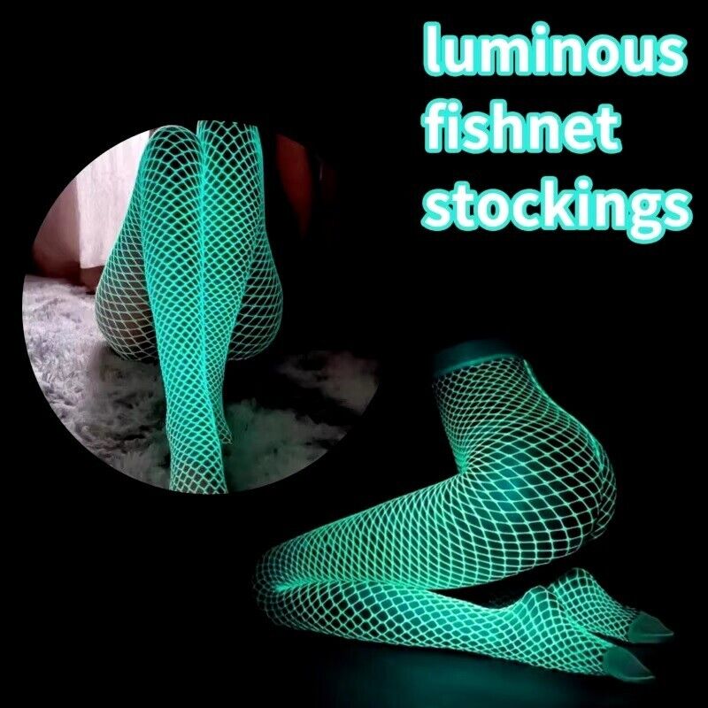 Sexy Women Luminous Fishnet Stockings High Waist Mesh Tights Glow In The Dark UK