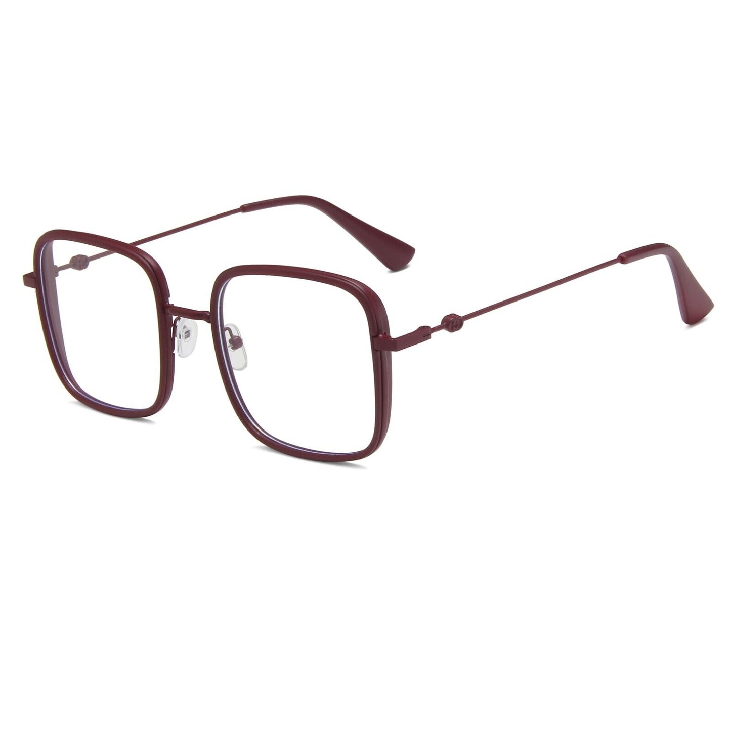 Oversized Square Metal Frame Eyeglasses - Retro Fashion Eyewear for Men & Women