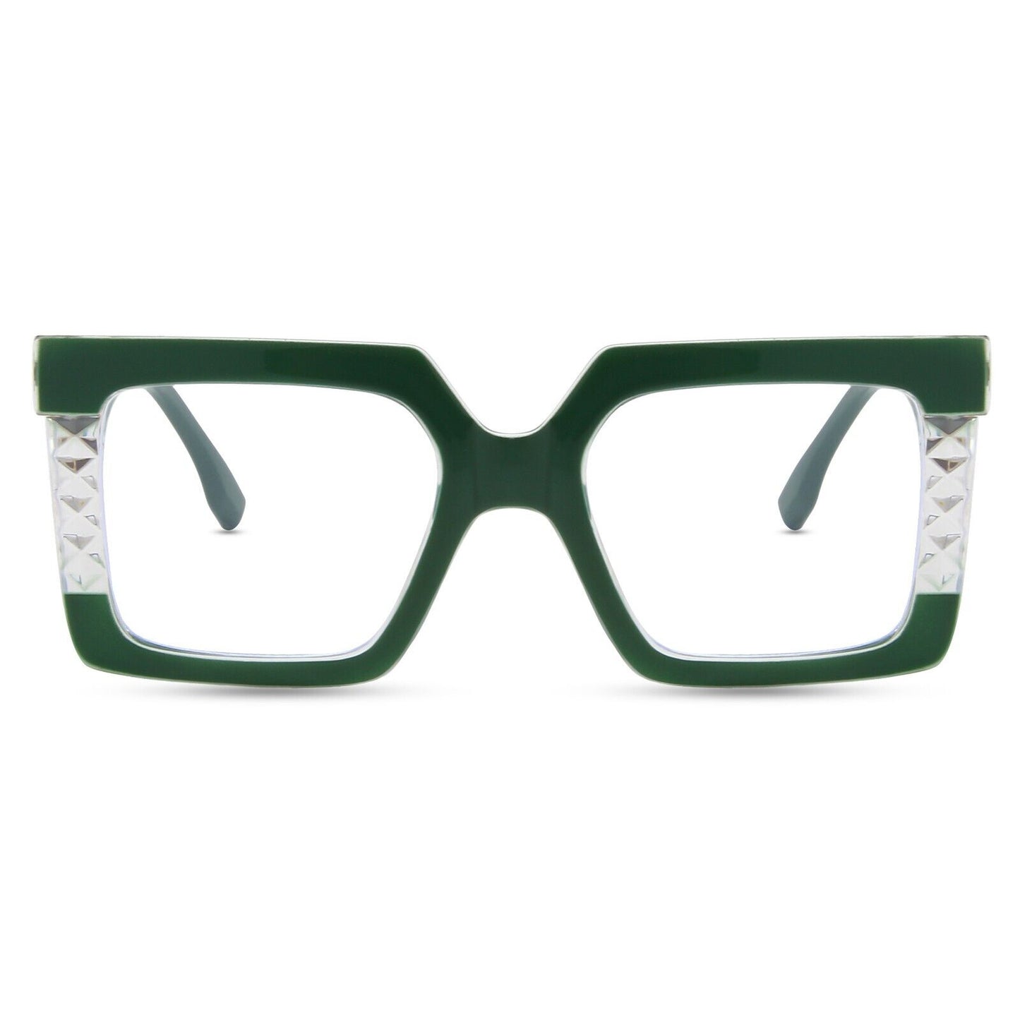 Womens Large Oversized Metal Frame Clear Lens Glasses Retro 80s Fashion