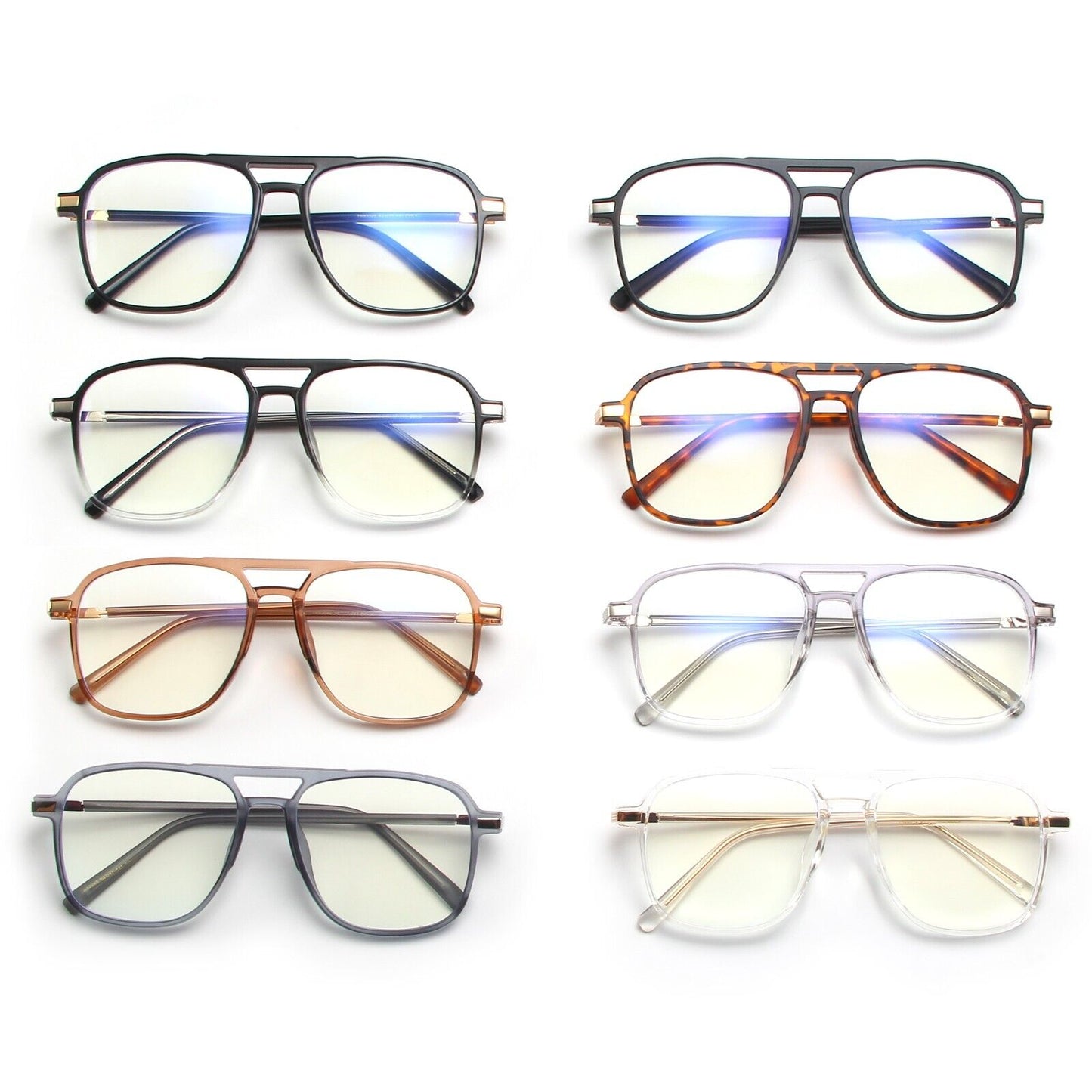 Double Bridge Square Anti-blue Light Glasses Men/Women Vintage Computer Glasses